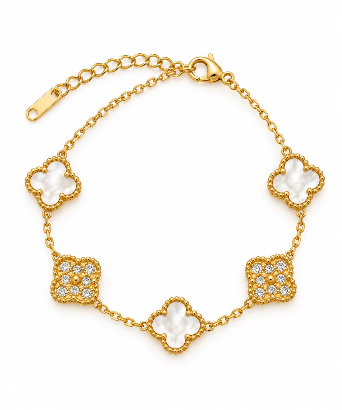 Pulsera trébol blanca